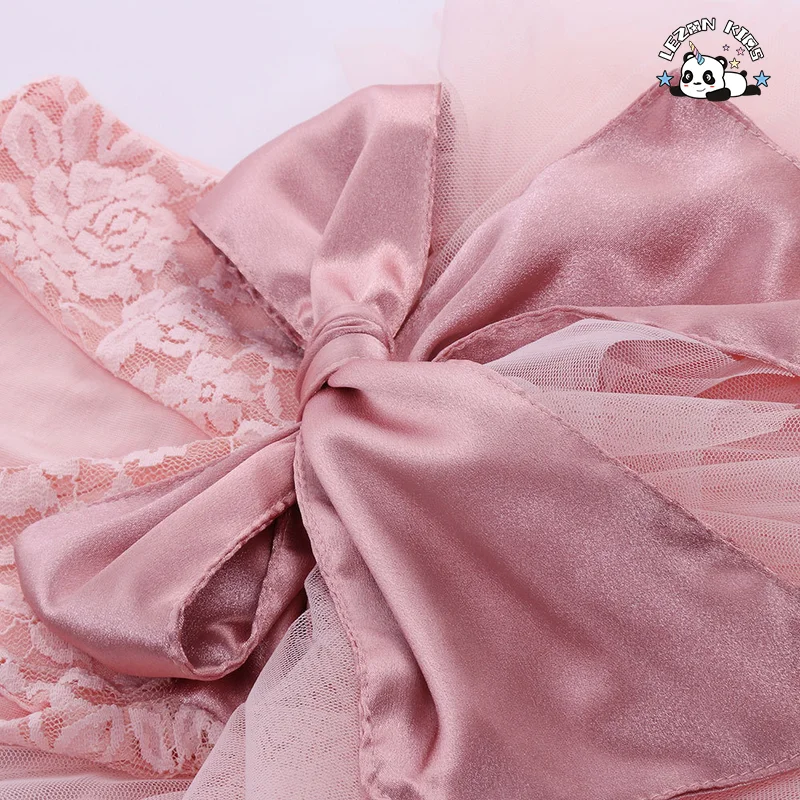 LEZONKIDS - Customizable New Fashion Mesh Lace Belt Sleeveless Girls Summer Dress Kids Princess Dress Party Dresses